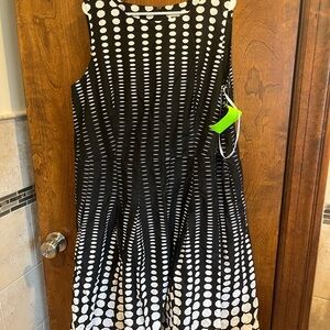 Anne Klein Black Dress with White Geometric Dots